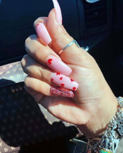 Red Hearts And Pink Nails For Women