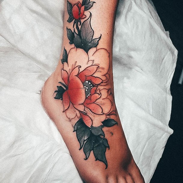 Red Ink Tattoo Feminine Designs