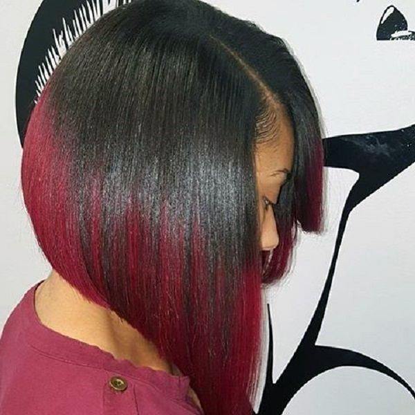 Red Ombre Sleek Bob Hairstyles For Black Women