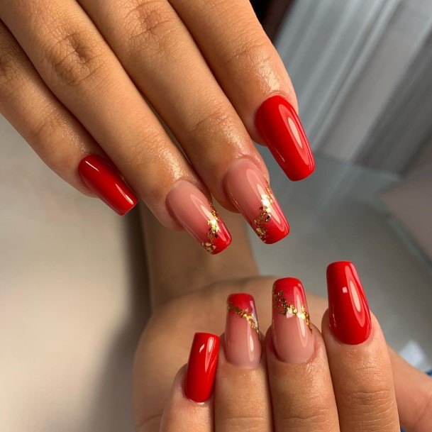 Red Ombre Womens Nail Ideas