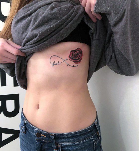 Red Rose And Infinity Tattoo Womens Torso