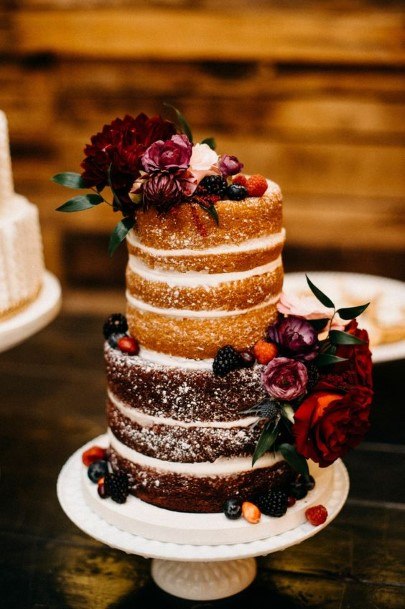 Red Roses Chocolate Wedding Cake Naked