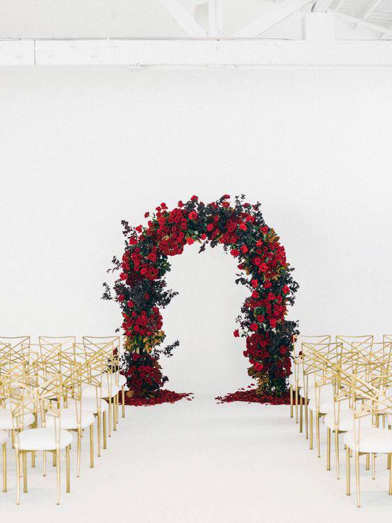 Red Roses Wedding Arch Flowers