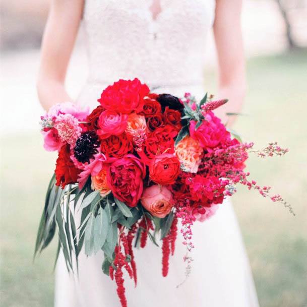 Red Shaded Wedding Flowers Bouquet