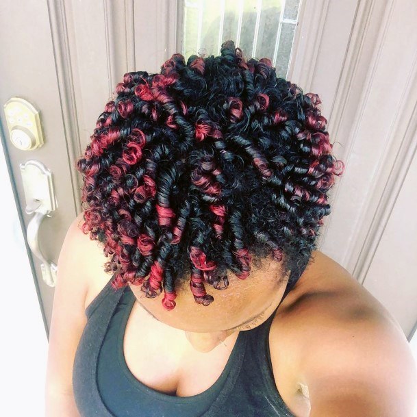 Red Toned Short Curly Hairstyle For Black Women