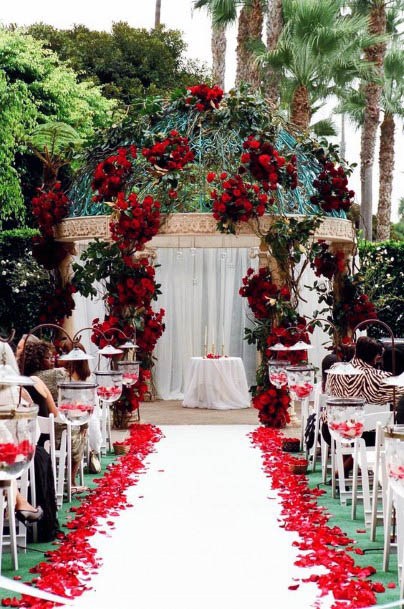 Red Wedding Flowers Arch Decorations