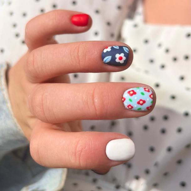 Red White And Blue Female Nail Designs
