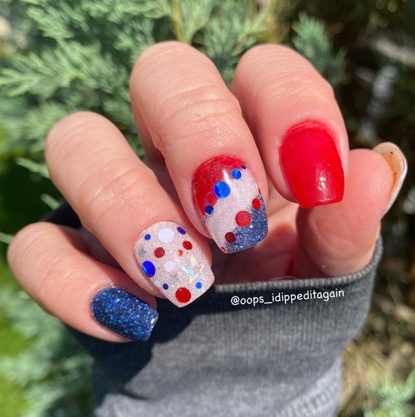 Red White And Blue Nail Feminine Designs