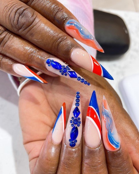 Red White And Blue Womens Nail Designs