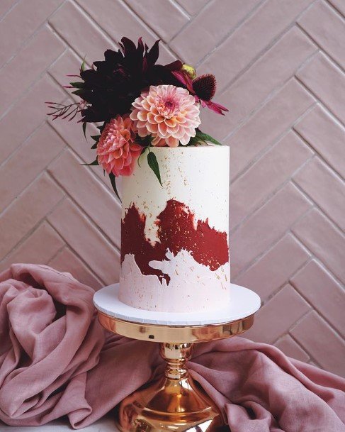 Reddish White Buttercream Wedding Cake