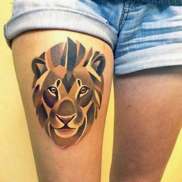 Refined Golden Lion Tattoo