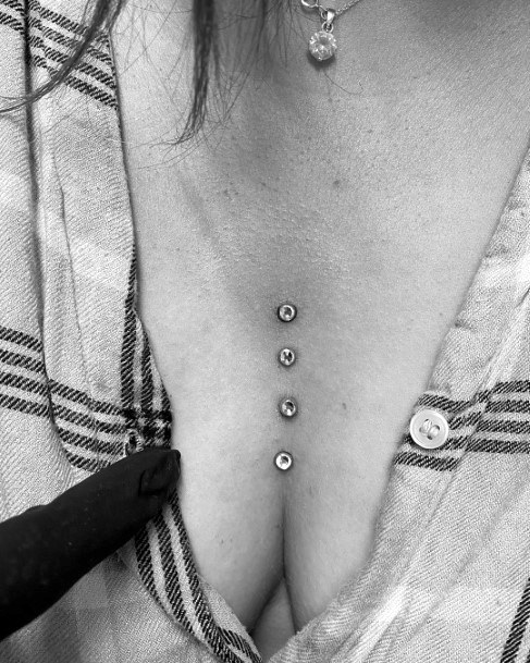 Remarkable And Sexy Multiple Vertical Sternum Dermals Ideas For Women