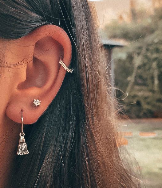 Remarkable Dangling Diamond Hoop Floral Stud Cartilage Ear Piercing Ideas For Women