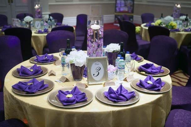 Remarkable Purple Napkin Floral Bouquet Wedding Reception Chair Decor Inspiration