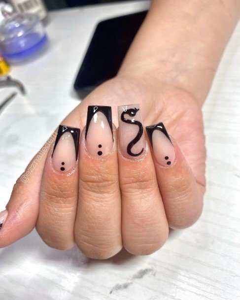 Remarkable Womens Black French Tip Nail Ideas