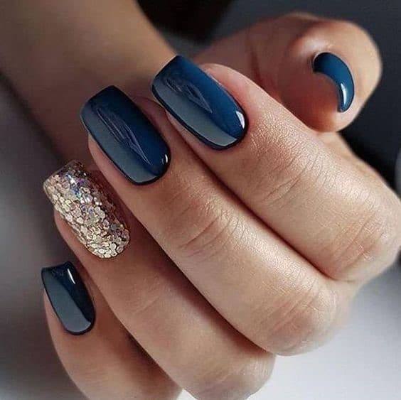 Remarkable Womens Blue And Gold Nail Ideas