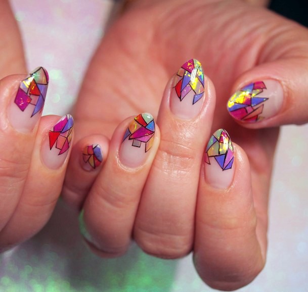 Remarkable Womens Broken Shattered Glass Nail Ideas