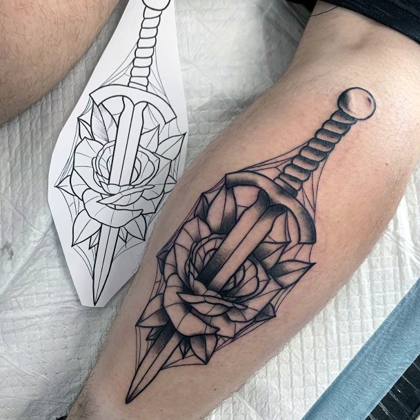 Remarkable Womens Dagger Rose Tattoo Ideas