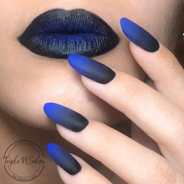 Remarkable Womens Dark Blue Ombre Nail Ideas
