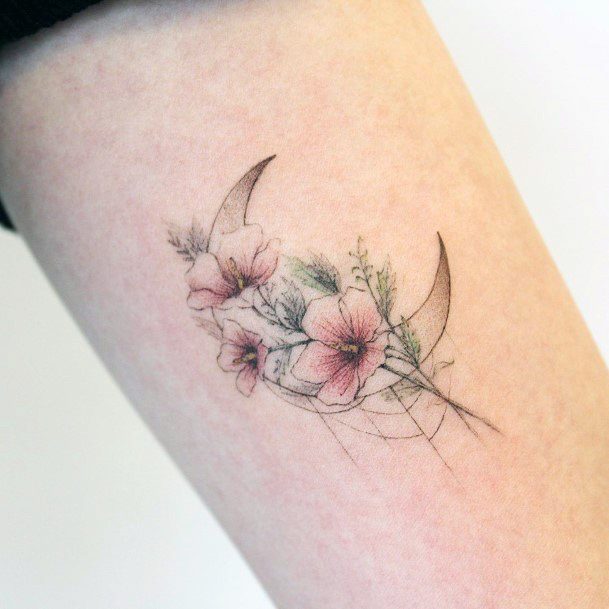 Remarkable Womens Flower Moon Tattoo Ideas