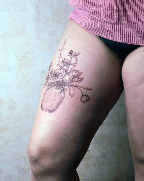 Remarkable Womens Flower Vase Tattoo Ideas