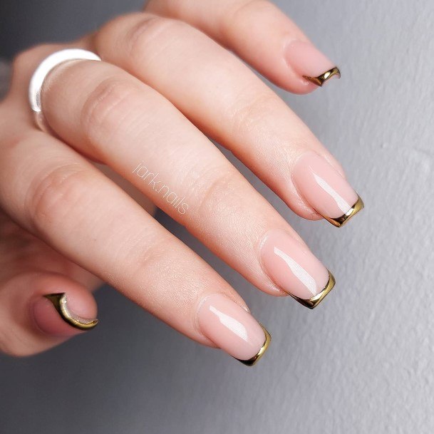 Remarkable Womens Gold French Tip Nail Ideas