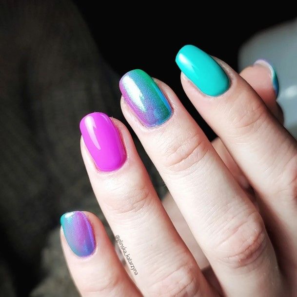 Remarkable Womens Green And Pink Nail Ideas