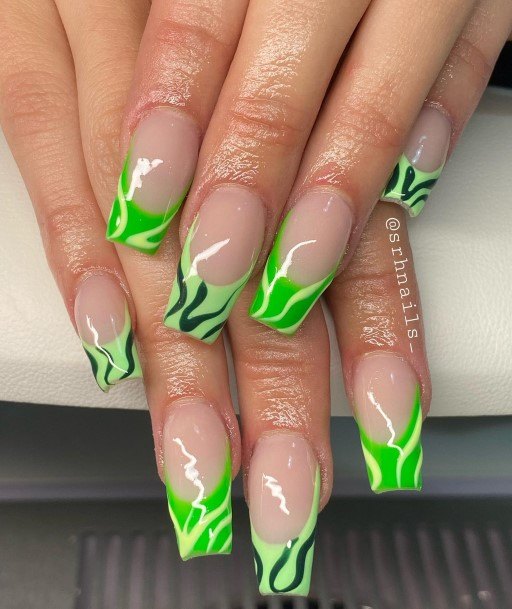 Remarkable Womens Green French Tip Nail Ideas