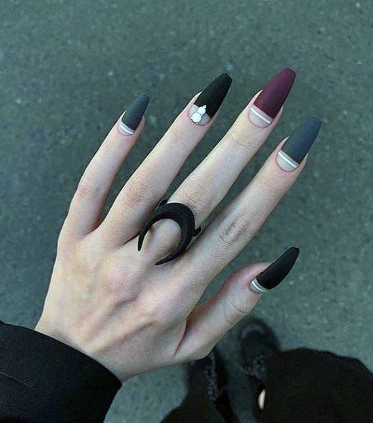 Remarkable Womens Maroon And Black Nail Ideas