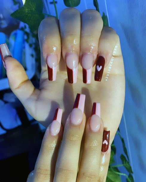 Remarkable Womens Maroon And Pink Nail Ideas