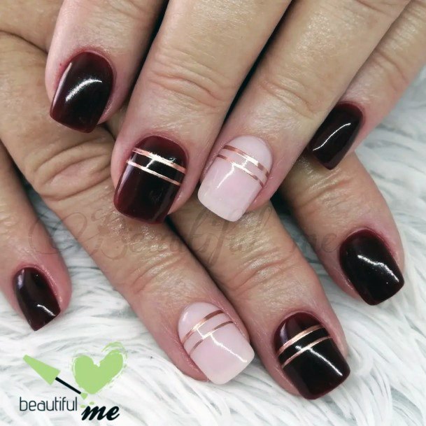 Remarkable Womens Maroon White Nail Ideas