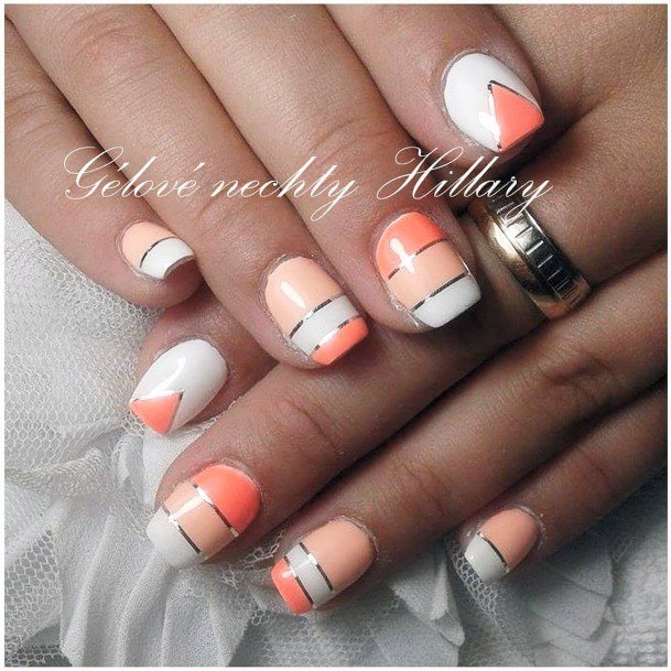 Remarkable Womens Orange And White Nail Ideas