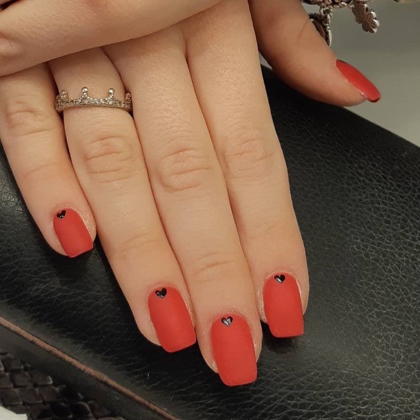 Remarkable Womens Red And Black Matte Nail Ideas