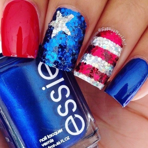 Remarkable Womens Red And Blue Nail Ideas