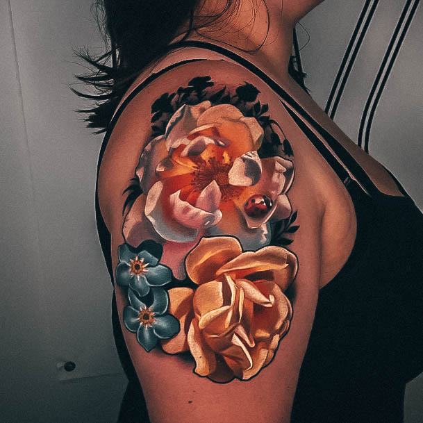 Remarkable Womens Rose Shoulder Tattoo Ideas