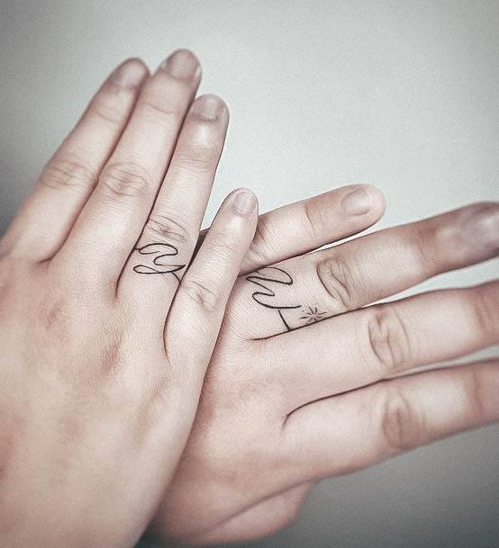 Remarkable Womens Wedding Ring Tattoo Ideas Simple Cursive Matching