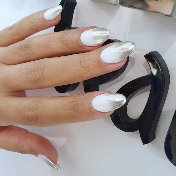 Remarkable Womens White And Silver Nail Ideas