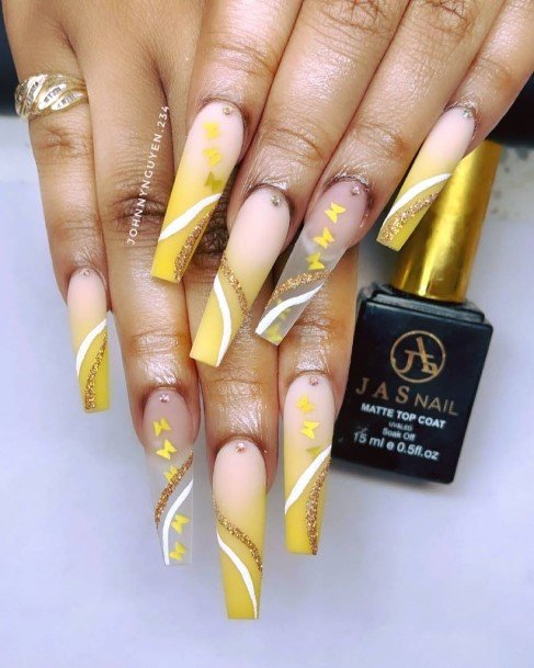 Remarkable Womens Yellow Square Nail Ideas