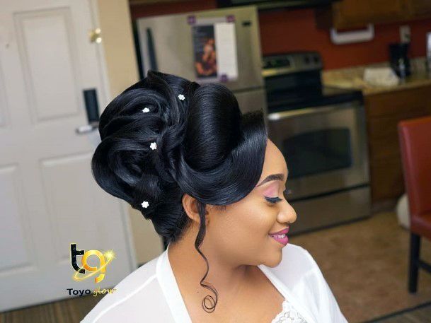 Retro Bun Wedding Hairstyles For Black Women