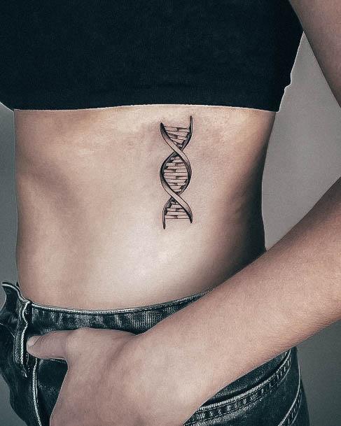 Ribs Side Simple Dna Tattoo For Women