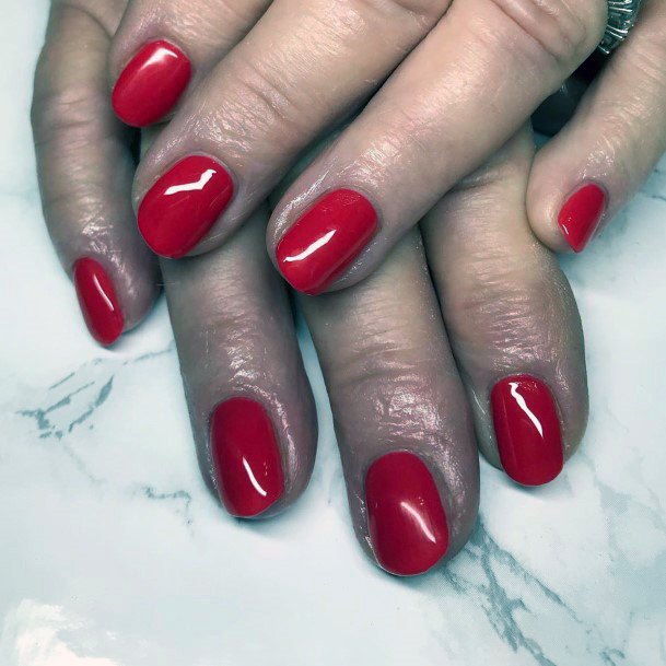 Rich Bright Red Nails For Women