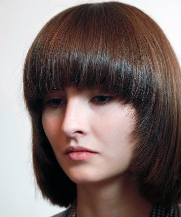 Rich Brown Highlighted Silky And Straight Blunt Pageboy Womens Hairstyle