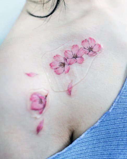 Rich Cherry Blossom Tattoo For Women