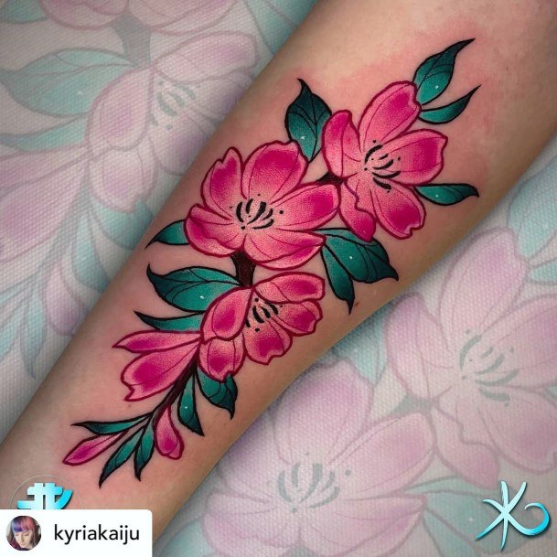 Rich Cherry Blossom Tattoo Womens Hands