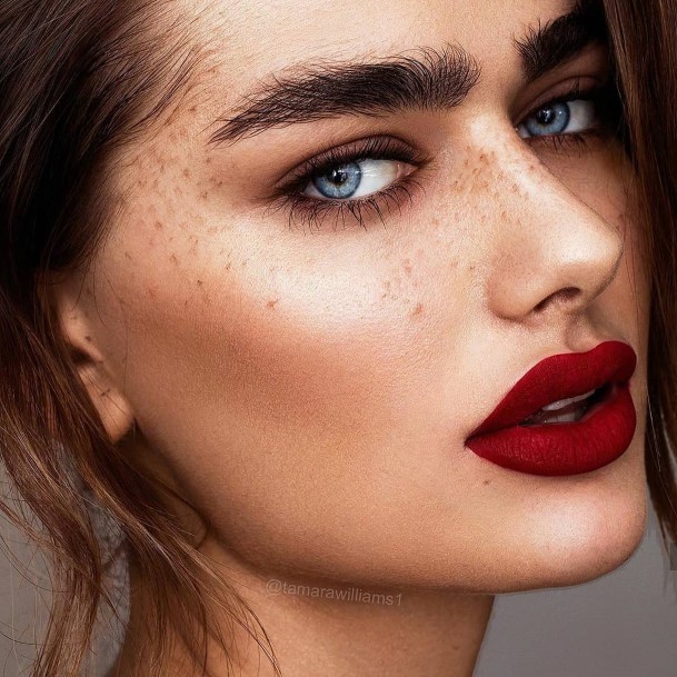 Rich Red Lipstick Look Women