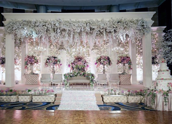 Rich White Decorations Wedding Stage