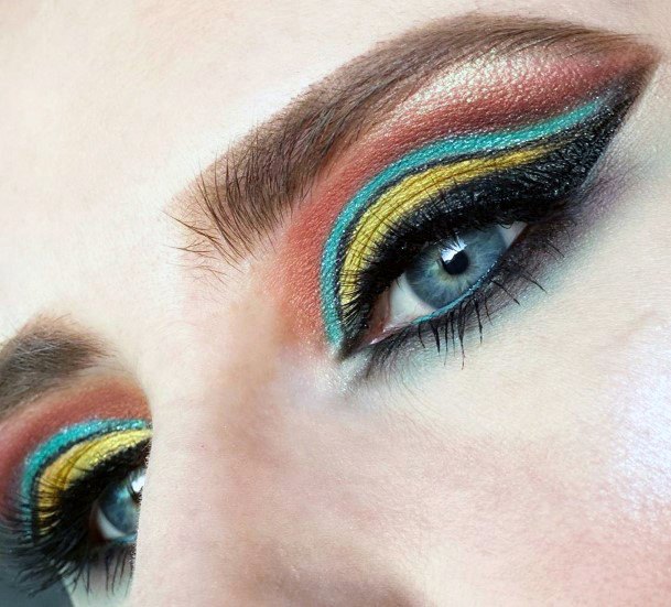 Riot Of Colors With Gold Eyeshadow Women