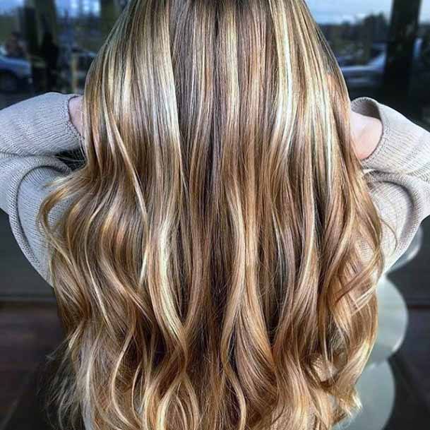 Rippling Caramel Blonde Hairstyle For Women