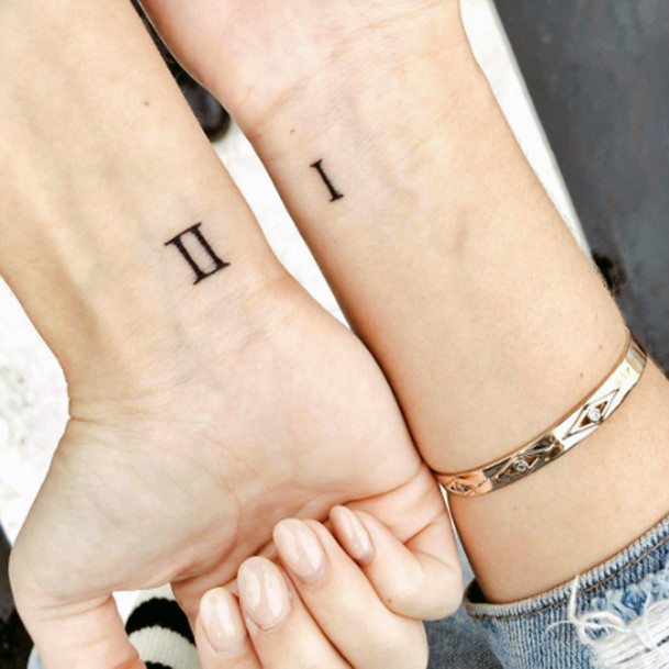 Roman Numeral Order Of Sisters Tattoo Wrist