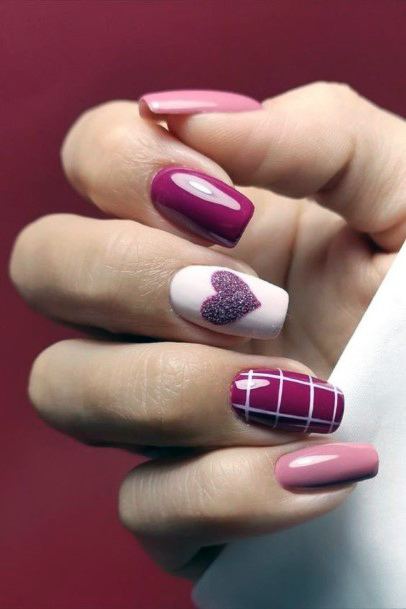 Romantic Dark Grape Colored Nails Women